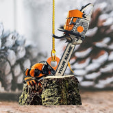 Personalized Arborist Ornaments, Arborist Ornament, Carpenter Ornaments Woodworking Woodworker Logger Lumberjacks Tree Climber Ornament, Arborist Gifts Christmas Tree Hanging Ornament (Style 1)